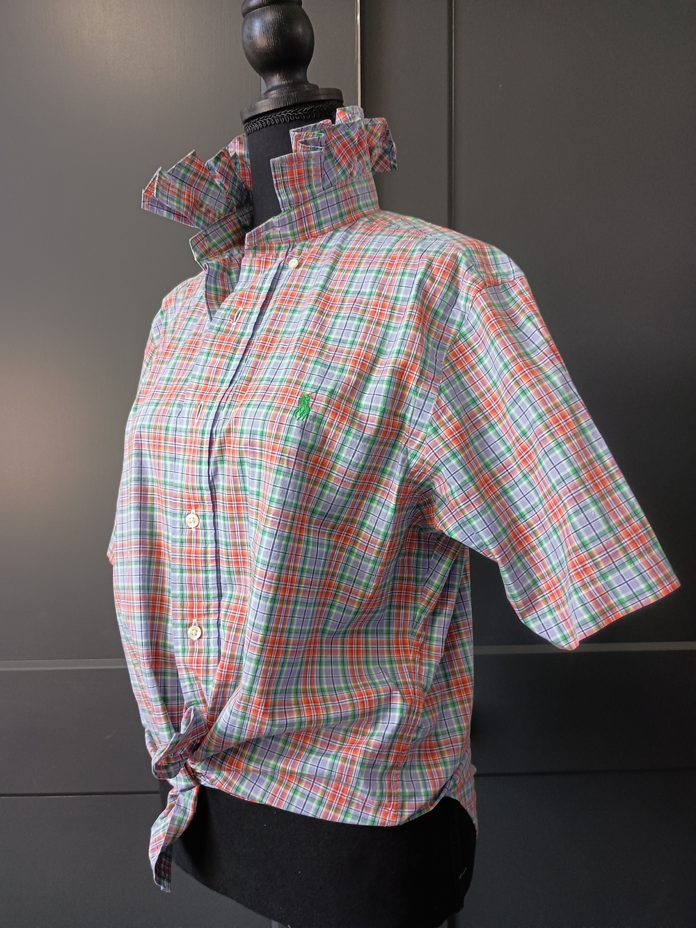 Upcycled Women's Ralph Lauren Ruffled Collar Shirt #123